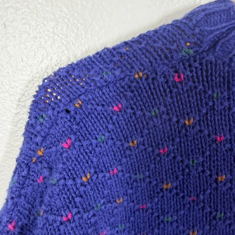 REI Sweater Women Large Blue Pointelle Knit Vintage Crewneck Pullover USA